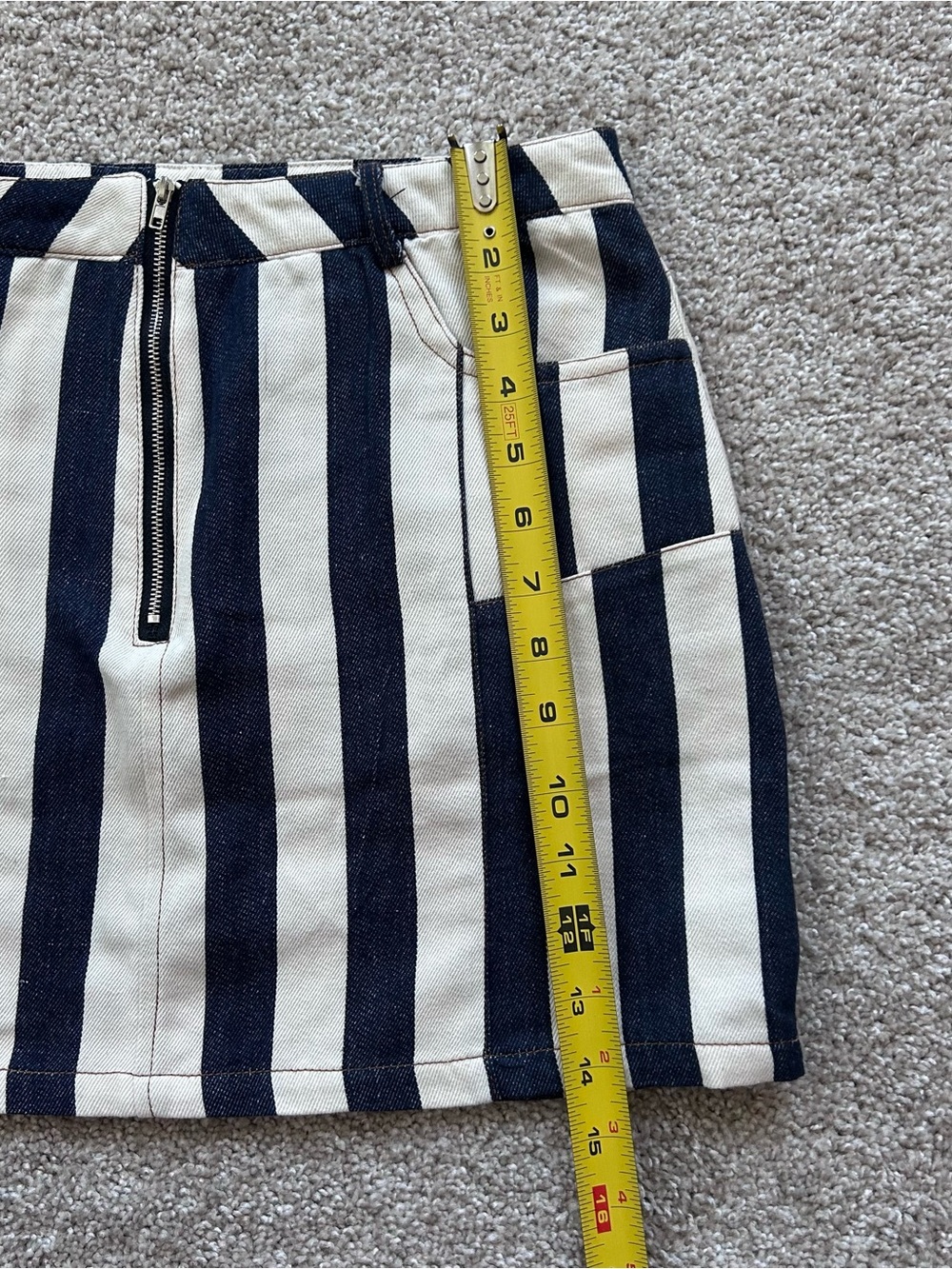 Nasty Gal Collection Striped Denim Mini Skirt High Rise Blue White Cotton Size 6 - Picture 3 of 8
